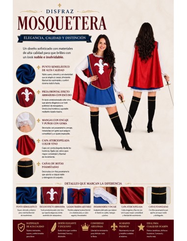 Costume Moschettiera Taglia M | Costumi per Adulti Il Re del Carnevale